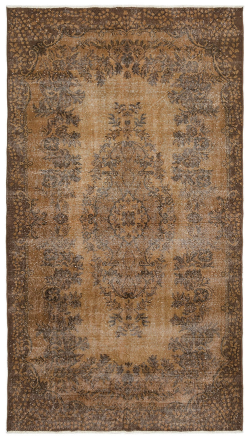 Atina Brown Vintage Wool Handmade Area Rug 5'4" x 10'6"