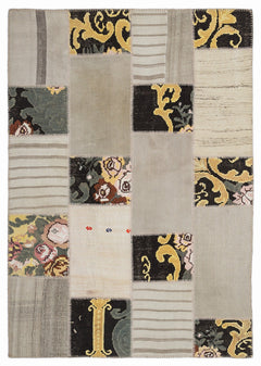 Teselya 1247 Beige Floral Wool Handmade Area Rug 5'3" x 7'7"