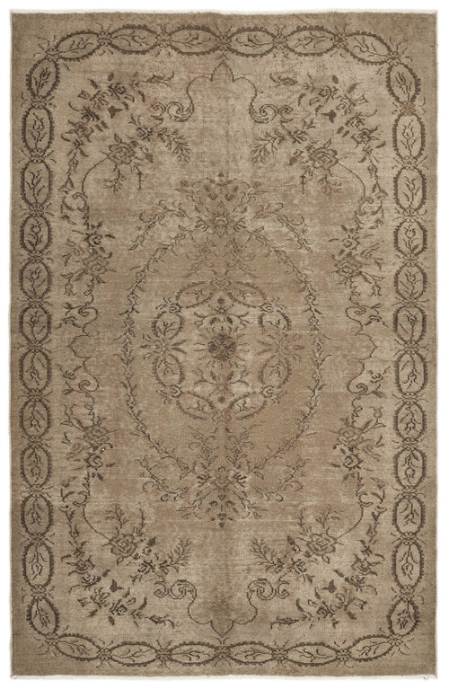 Atina Brown Vintage Wool Handmade Area Rug 6'5" x 10'0"