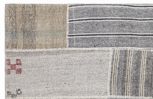 Teselya 1248 Beige Striped Wool Handmade Area Rug 5'3" x 7'7"