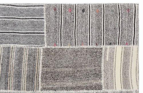 Teselya 1248 Beige Striped Wool Handmade Area Rug 5'3" x 7'7"