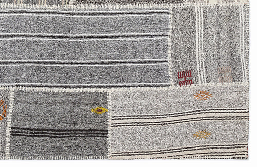 Teselya 1248 Beige Striped Wool Handmade Area Rug 5'3" x 7'7"