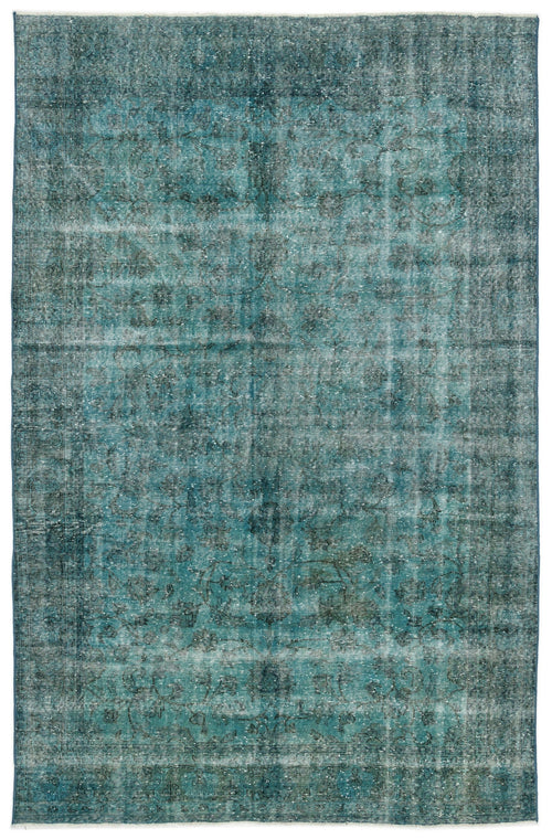 Atina Turquoise Vintage Wool Handmade Area Rug 6'4" x 9'9"