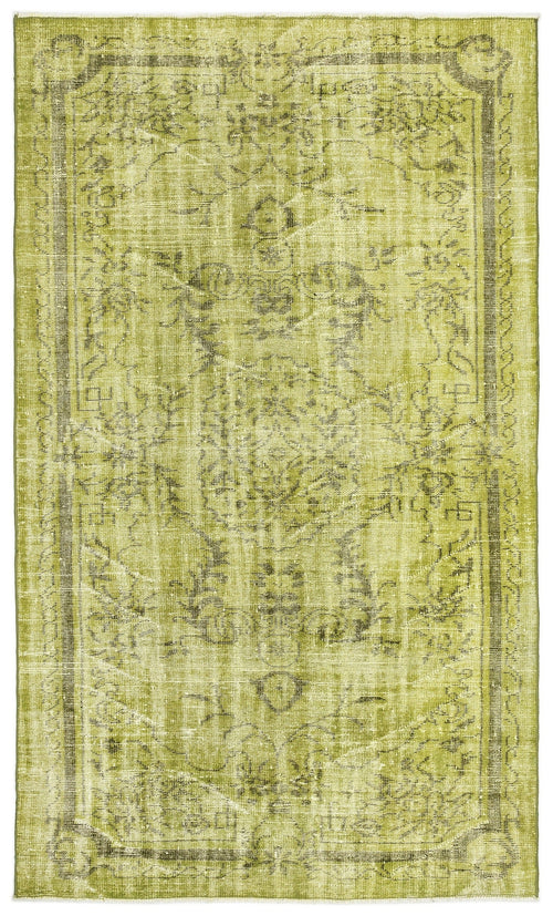 Atina Yellow Vintage Wool Handmade Area Rug 5'2" x 8'7"
