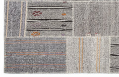 Teselya 1250 Grey Striped Wool Handmade Area Rug 5'3" x 7'7"