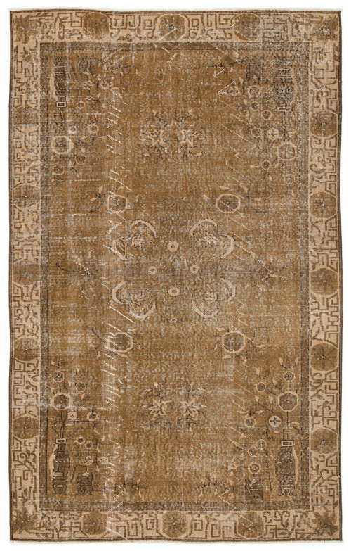 Atina Brown Vintage Wool Handmade Area Rug 5'9" x 9'2"