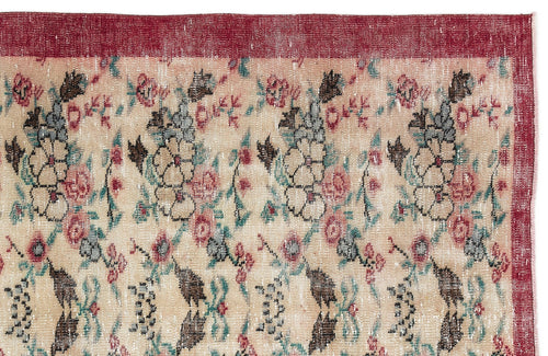 Atina Beige Vintage Wool Handmade Area Rug 5'8" x 7'8"