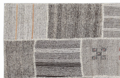 Teselya 1252 Beige Striped Wool Handmade Area Rug 5'3" x 7'7"