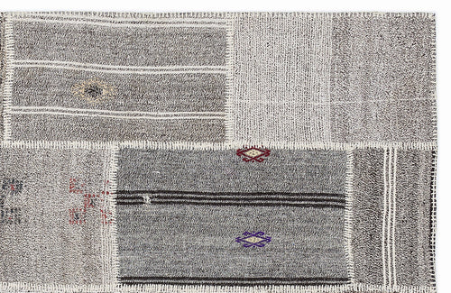 Teselya 1252 Beige Striped Wool Handmade Area Rug 5'3" x 7'7"