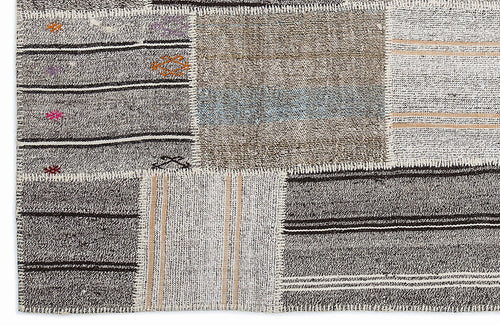 Teselya 1252 Beige Striped Wool Handmade Area Rug 5'3" x 7'7"