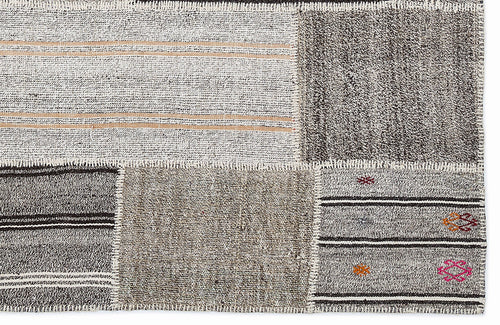 Teselya 1252 Beige Striped Wool Handmade Area Rug 5'3" x 7'7"