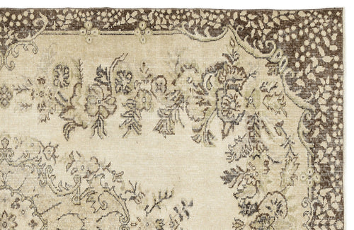 Atina Beige Vintage Wool Handmade Area Rug 5'10" x 9'4"