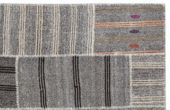 Teselya 1254 Brown Striped Wool Handmade Area Rug 5'3" x 7'7"
