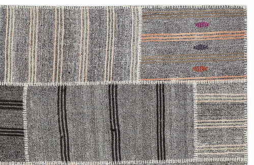 Teselya 1254 Brown Striped Wool Handmade Area Rug 5'3" x 7'7"