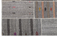 Teselya 1254 Brown Striped Wool Handmade Area Rug 5'3" x 7'7"