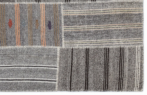 Teselya 1254 Brown Striped Wool Handmade Area Rug 5'3" x 7'7"