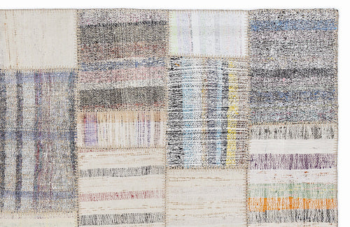 Teselya 1255 Beige Striped Wool Handmade Area Rug 5'3" x 7'7"