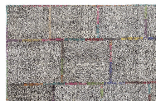 Teselya 1256 Brown Striped Wool Handmade Area Rug 5'3" x 7'7"