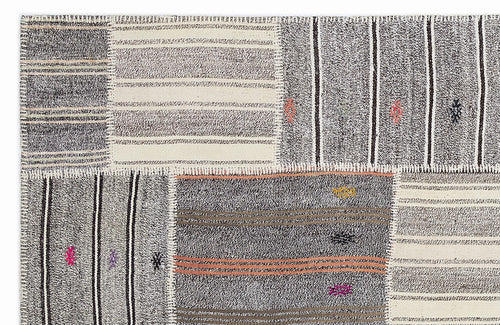 Teselya 1257 Beige Striped Wool Handmade Area Rug 5'3" x 7'7"