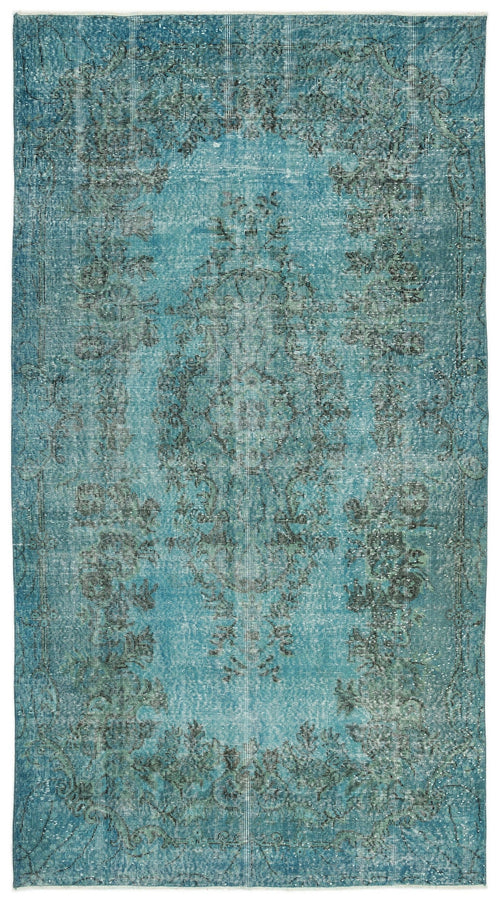 Atina Turquoise Vintage Wool Handmade Area Rug 5'3" x 9'9"