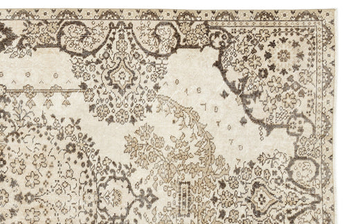 Atina Beige Vintage Wool Handmade Area Rug 5'7" x 9'9"