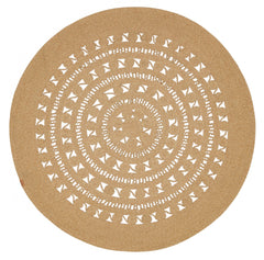 Jute Handmade Rug – Beige Geometric Cotton Yarn Non Shedding Floor Mat