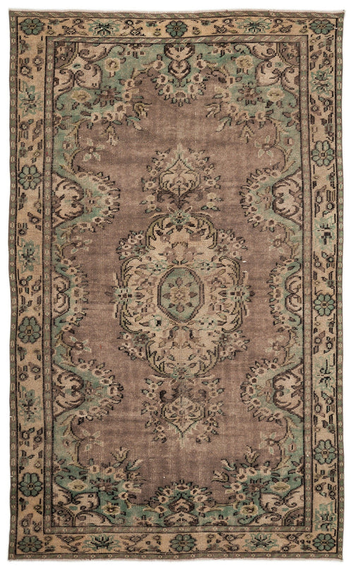 Atina Brown Vintage Wool Handmade Area Rug 6'0" x 10'0"