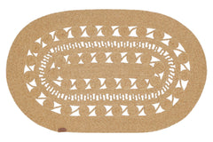 Jute Handmade Rug – Beige Geometric Cotton Yarn Non Shedding Floor Mat