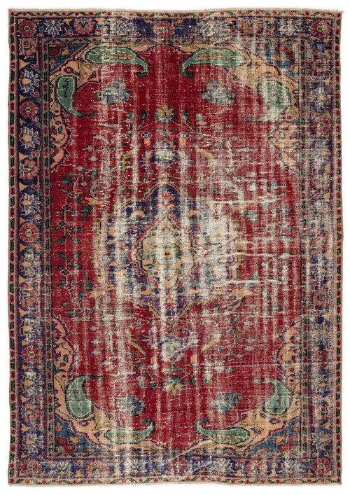 Atina Red Vintage Wool Handmade Area Rug 5'11" x 9'3"