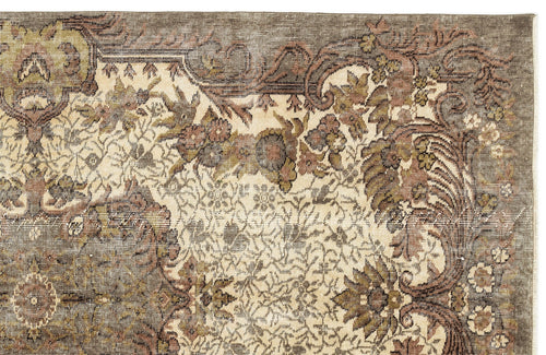 Atina Beige Vintage Wool Handmade Area Rug 5'2" x 8'9"