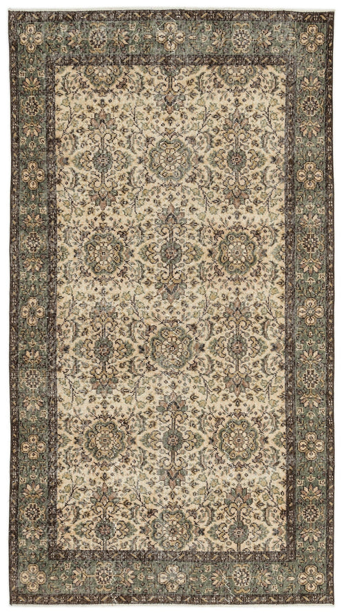 Atina Beige Vintage Wool Handmade Area Rug 4'4" x 7'11"