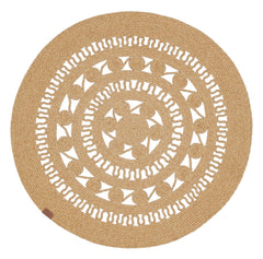 Jute Handmade Rug – Beige Geometric Cotton Yarn Non Shedding Floor Mat