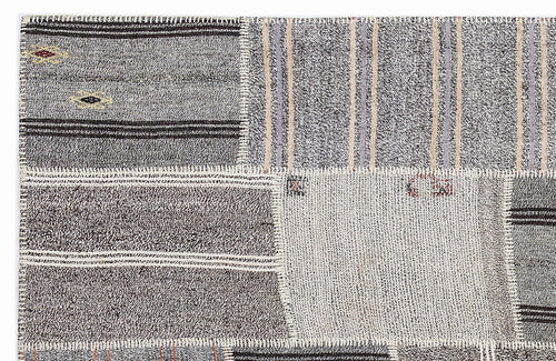 Teselya 1272 Beige Striped Wool Handmade Area Rug 5'3" x 7'7"