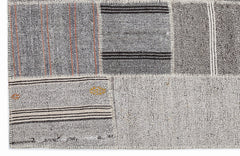 Teselya 1272 Beige Striped Wool Handmade Area Rug 5'3" x 7'7"