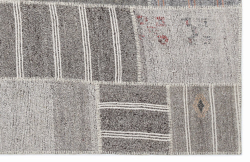 Teselya 1272 Beige Striped Wool Handmade Area Rug 5'3" x 7'7"