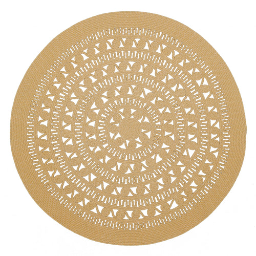 Jute Handmade Rug – Beige Geometric Cotton Yarn Non Shedding Floor Mat