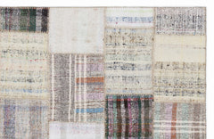 Teselya 1273 Beige Striped Wool Handmade Area Rug 5'3" x 7'7"