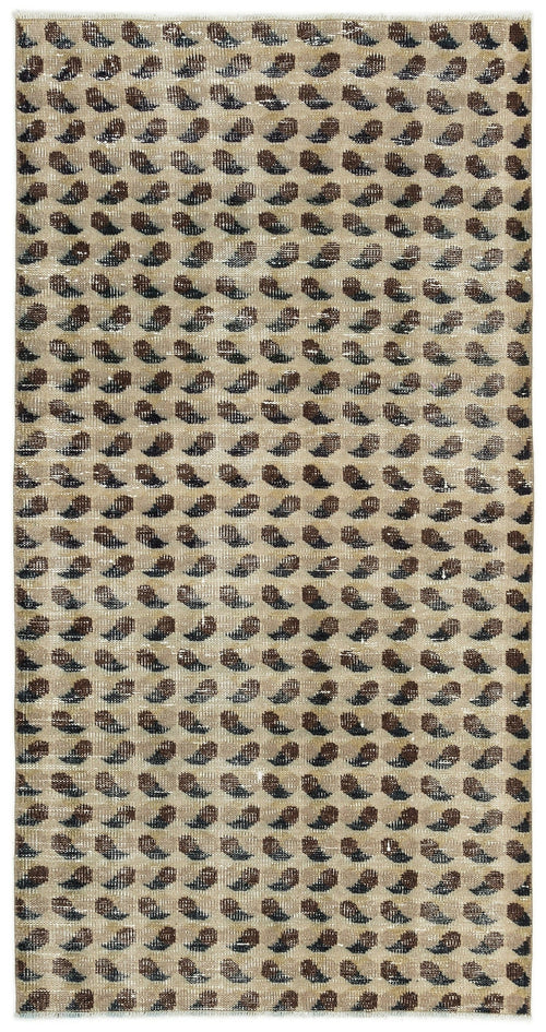 Atina Beige Vintage Wool Handmade Area Rug 3'5" x 6'6"