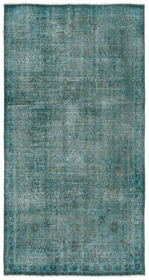 Atina Turquoise Vintage Wool Handmade Area Rug 3'7" x 6'9"