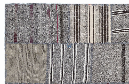 Teselya 1275 Beige Striped Wool Handmade Area Rug 5'3" x 7'7"