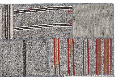Teselya 1275 Beige Striped Wool Handmade Area Rug 5'3" x 7'7"