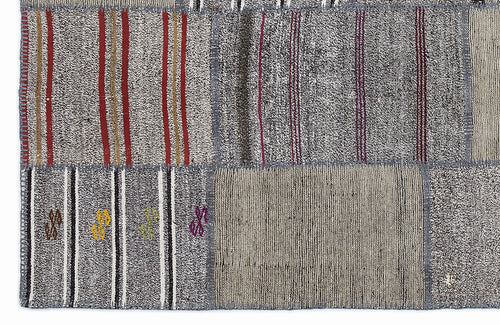 Teselya 1275 Beige Striped Wool Handmade Area Rug 5'3" x 7'7"