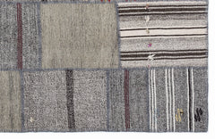 Teselya 1275 Beige Striped Wool Handmade Area Rug 5'3" x 7'7"