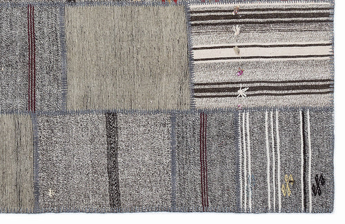 Teselya 1275 Beige Striped Wool Handmade Area Rug 5'3" x 7'7"