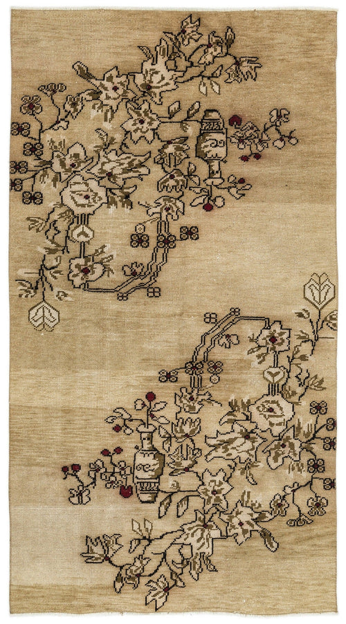 Atina Cream Vintage Wool Handmade Area Rug 4'0" x 7'7"