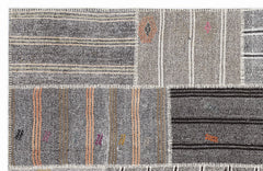 Teselya 1276 Beige Striped Wool Handmade Area Rug 5'3" x 7'7"