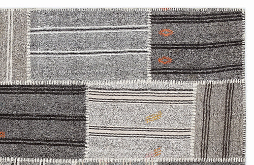 Teselya 1276 Beige Striped Wool Handmade Area Rug 5'3" x 7'7"