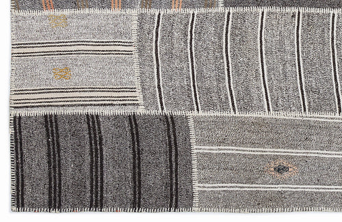 Teselya 1276 Beige Striped Wool Handmade Area Rug 5'3" x 7'7"