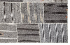 Teselya 1276 Beige Striped Wool Handmade Area Rug 5'3" x 7'7"
