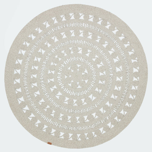 Handmade Jute Rug - Beige Geometric Cotton Yarn Area Carpet for Living Room